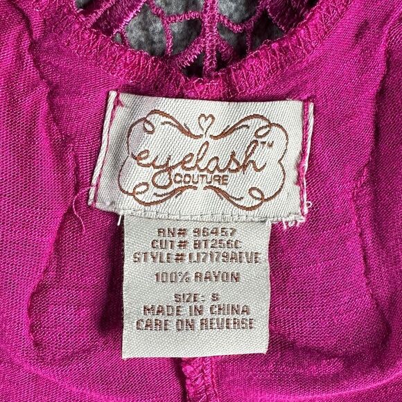 EUC Eyelash Couture Short Cap Sleeve Open Cardigan Pockets Lace Back Cut Out S - Picture 12 of 14